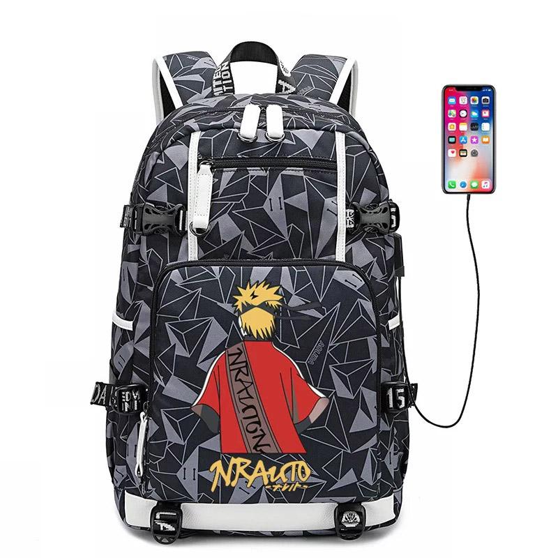 Anime Naruto USB Charging Backpack School NoteBook Laptop Travel Bags