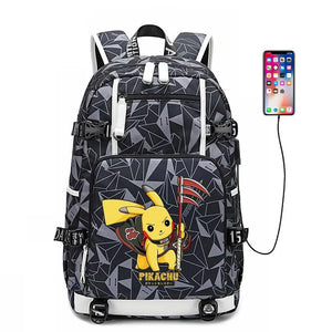 Game Pokemon Pikachu #4 USB Charging Backpack School NoteBook Laptop Travel Bags