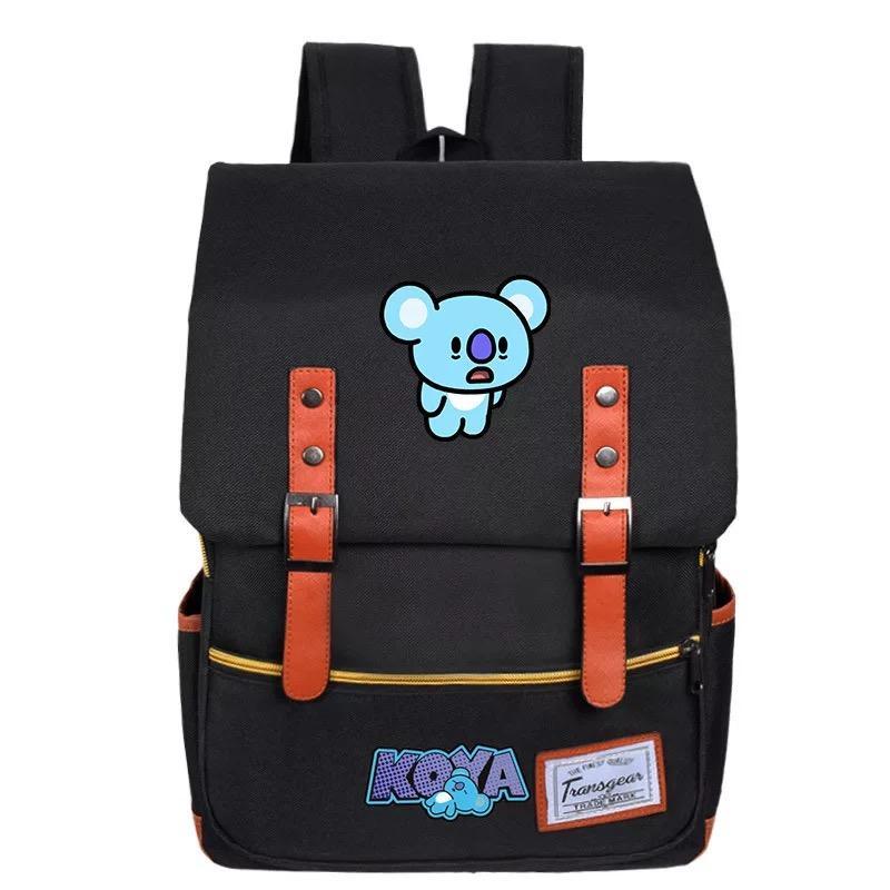 BTS BT21 TATA COOKY Canvas School Bag Backpack USB Charger
