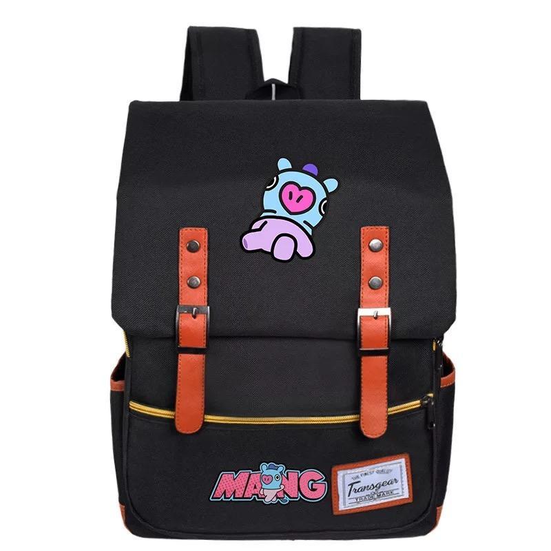 BTS BT21 TATA COOKY Canvas School Bag Backpack USB Charger