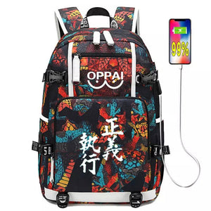Anime One Punch Man #3 USB Charging Backpack School NoteBook Laptop Travel Bags