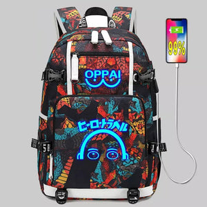 Anime One Punch Man #4 USB Charging Backpack School NoteBook Laptop Travel Bags Luminous