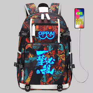 Anime One Punch Man #5 USB Charging Backpack School NoteBook Laptop Travel Bags Luminous