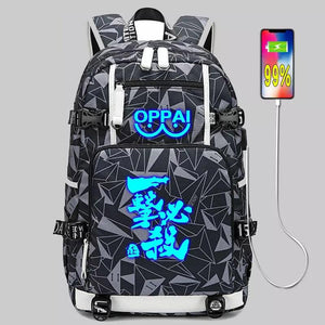 Anime One Punch Man #5 USB Charging Backpack School NoteBook Laptop Travel Bags Luminous