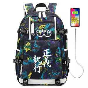 Anime One Punch Man #3 USB Charging Backpack School NoteBook Laptop Travel Bags