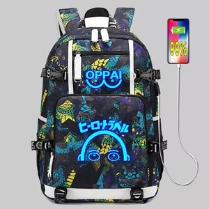 Anime One Punch Man #4 USB Charging Backpack School NoteBook Laptop Travel Bags Luminous