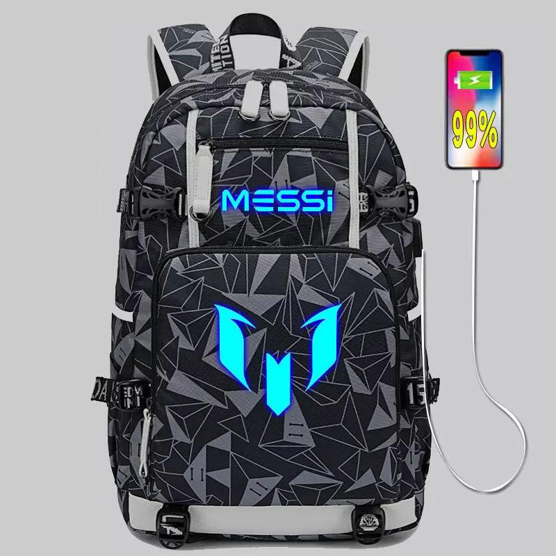 Football Lionel USB Charging Backpack School NoteBook Laptop Travel Bags