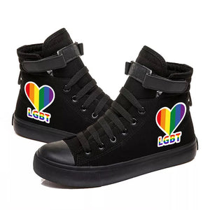 LGBT Pride Rainbow Rainbow Flag Love is Love #5 Cosplay Shoes High Top Canvas Sneakers