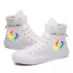 LGBT Pride Rainbow Rainbow Flag Love is Love #6 Cosplay Shoes High Top Canvas Sneakers