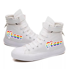 LGBT Pride Rainbow Rainbow Flag Love is Love #7 Cosplay Shoes High Top Canvas Sneakers
