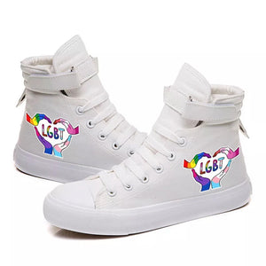 LGBT Pride Rainbow Rainbow Flag Love is Love #8 Cosplay Shoes High Top Canvas Sneakers