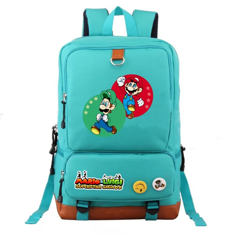 Mario and Luigi School Bag Water Proof Backpack NoteBook Laptop