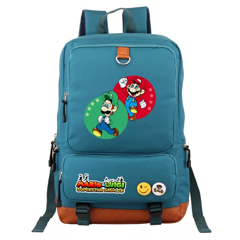 Mario and Luigi School Bag Water Proof Backpack NoteBook Laptop