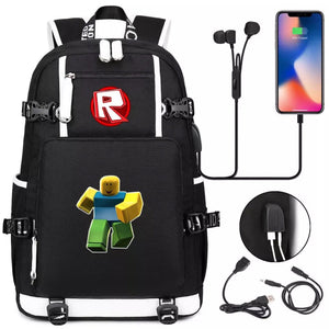 Roblox #2 USB Charging Backpack School Note Book Laptop Travel Bags