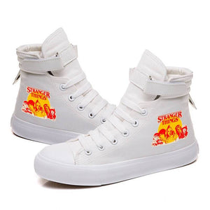Stranger Things Eleven Dustin Cosplay Shoes High Top Canvas Sneakers