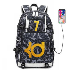 Golden State  Basketball Durant #2 USB Charging Backpack School NoteBook Laptop Travel Bags