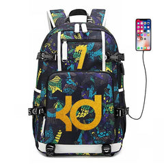 Golden State  Basketball Durant #2 USB Charging Backpack School NoteBook Laptop Travel Bags
