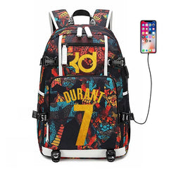 Golden State  Basketball Durant #3 USB Charging Backpack School NoteBook Laptop Travel Bags