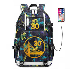 Golden State Basketball Curry #6 USB Charging Backpack School NoteBook Laptop Travel Bags