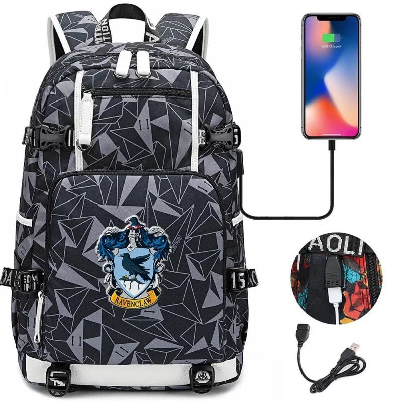 Harry Potter Ravenclaw #2 USB Charging Backpack School NoteBook Laptop Travel Bags