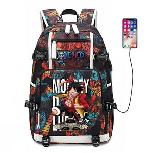 Anime One Piece Monkey D. Luffy #1 USB Charging Backpack School NoteBook Laptop Travel Bags
