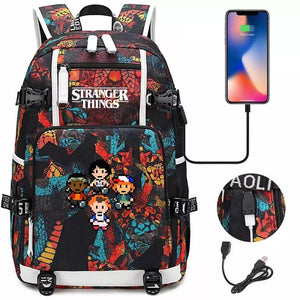 Stranger Things #1 USB Charging Backpack School NoteBook Laptop Travel Bags