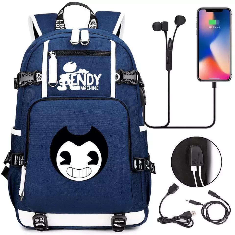 Bendy #1 USB Charging Backpack School NoteBook Laptop Travel Bags