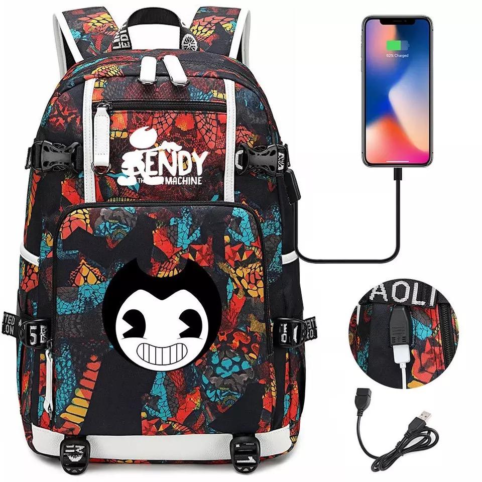 Bendy #1 USB Charging Backpack School NoteBook Laptop Travel Bags