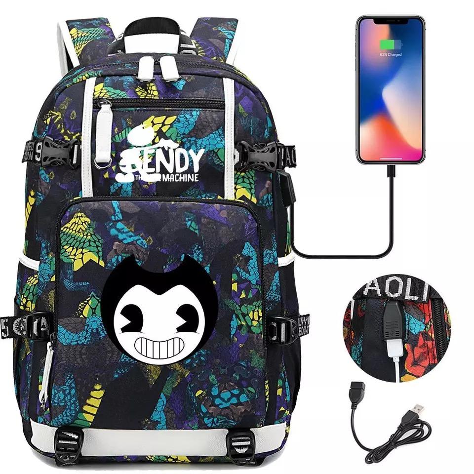 Bendy #1 USB Charging Backpack School NoteBook Laptop Travel Bags