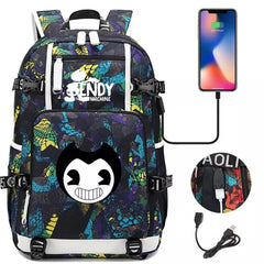 Bendy #1 USB Charging Backpack School NoteBook Laptop Travel Bags