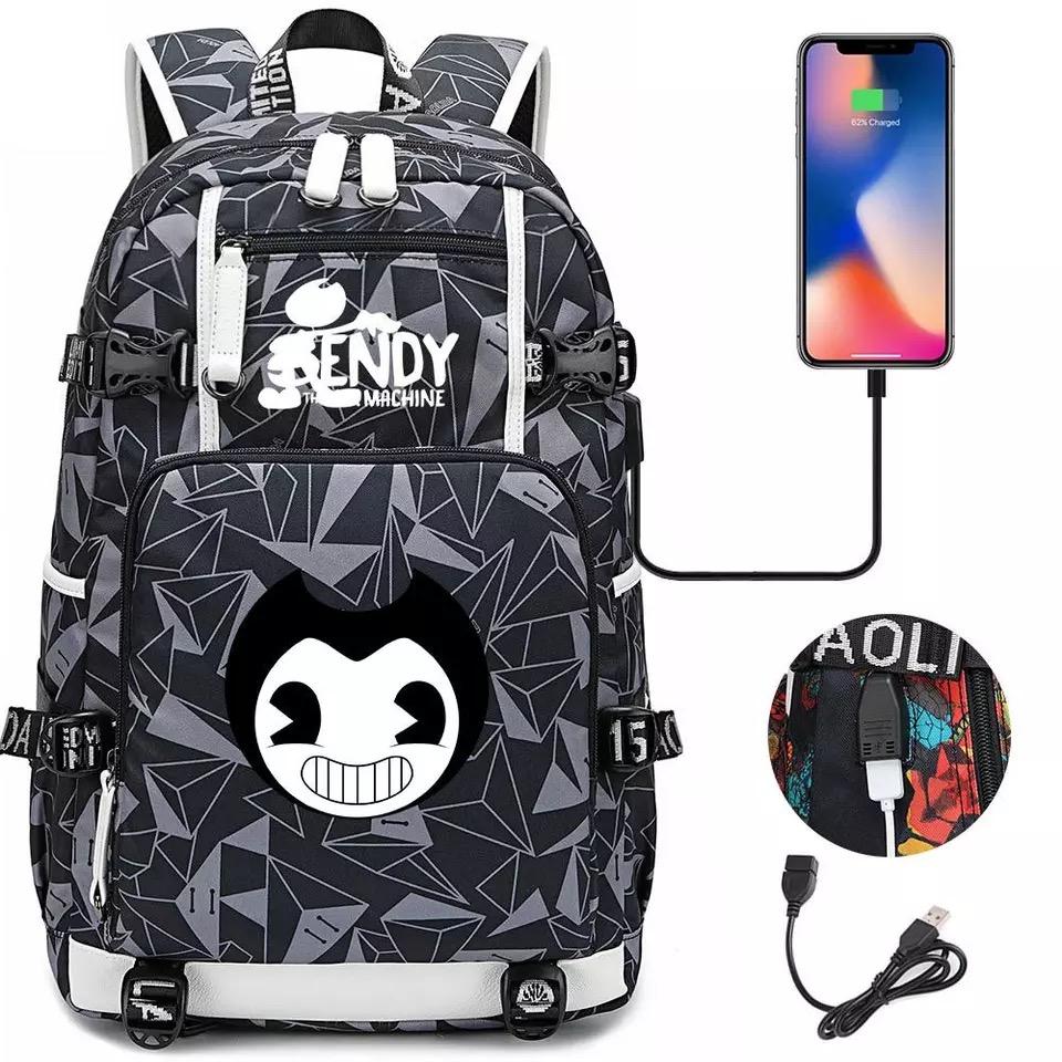 Bendy #1 USB Charging Backpack School NoteBook Laptop Travel Bags