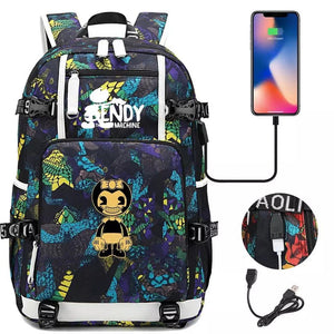 Bendy #3 USB Charging Backpack School NoteBook Laptop Travel Bags