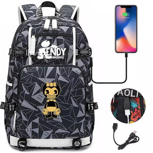 Bendy #3 USB Charging Backpack School NoteBook Laptop Travel Bags