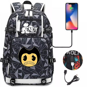 Bendy #6 USB Charging Backpack School NoteBook Laptop Travel Bags