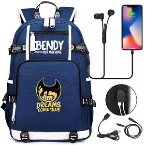 Bendy  #9 USB Charging Backpack School NoteBook Laptop Travel Bags