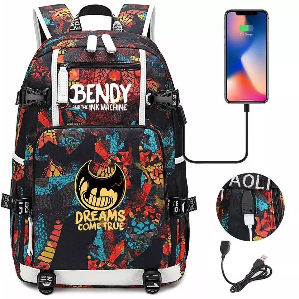 Bendy  #9 USB Charging Backpack School NoteBook Laptop Travel Bags