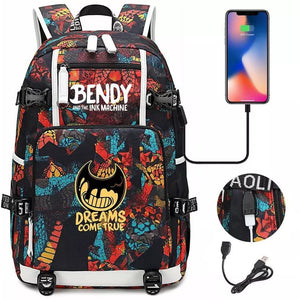 Bendy  #9 USB Charging Backpack School NoteBook Laptop Travel Bags