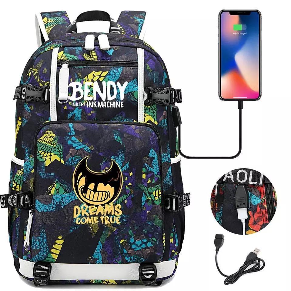 Bendy  #9 USB Charging Backpack School NoteBook Laptop Travel Bags