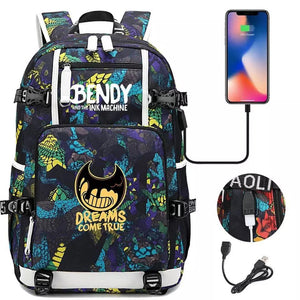 Bendy  #9 USB Charging Backpack School NoteBook Laptop Travel Bags