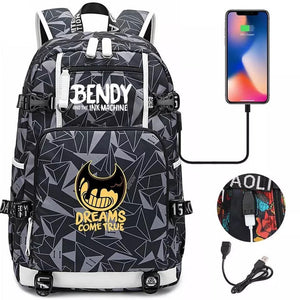 Bendy  #9 USB Charging Backpack School NoteBook Laptop Travel Bags