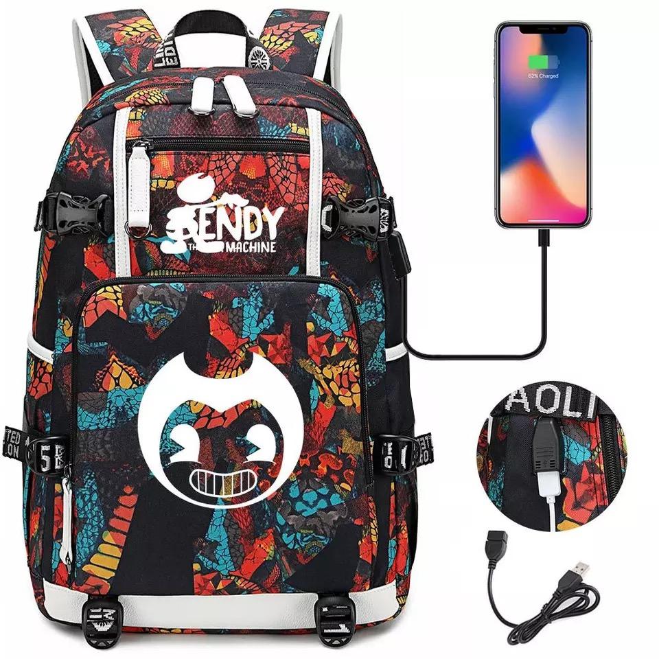 Bendy #12 USB Charging Backpack School NoteBook Laptop Travel Bags
