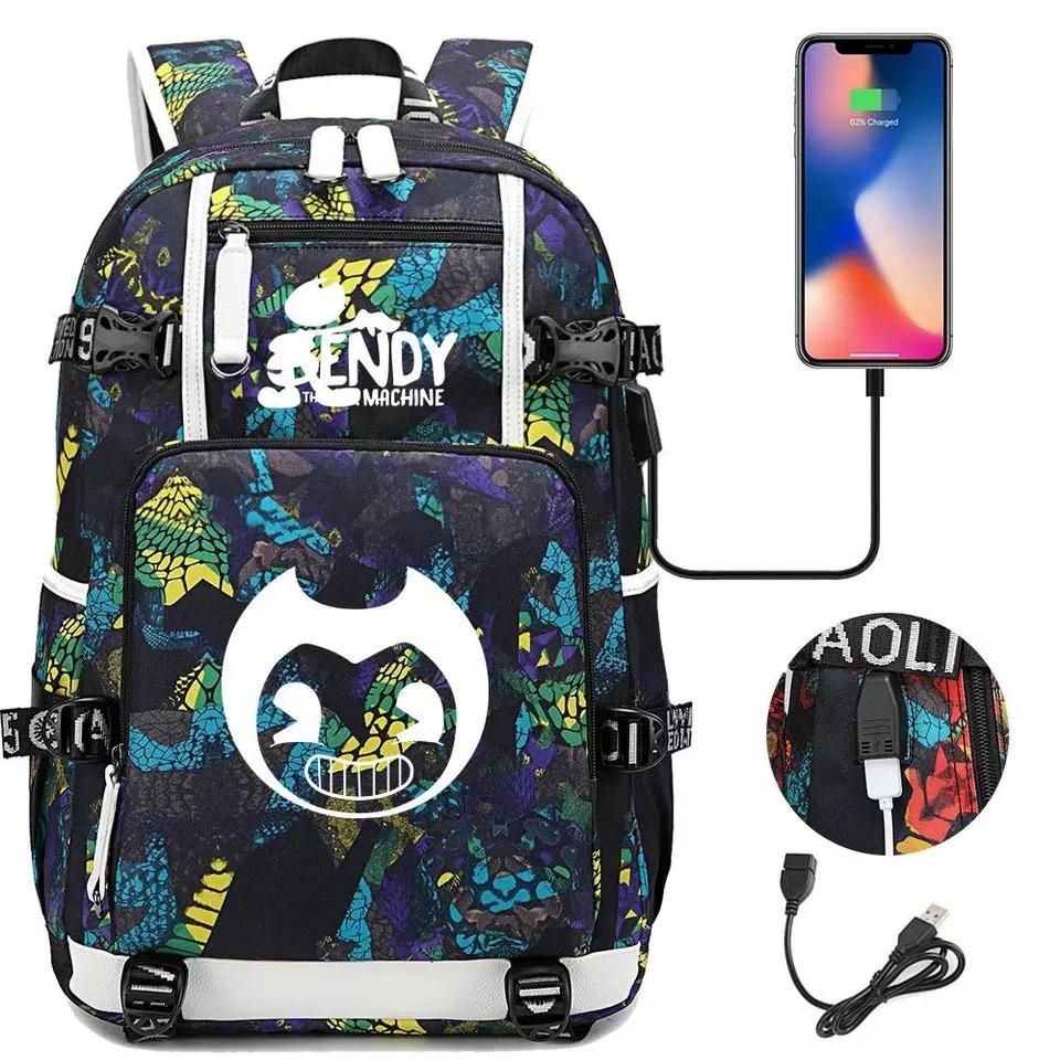 Bendy #12 USB Charging Backpack School NoteBook Laptop Travel Bags