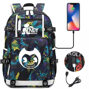 Bendy #12 USB Charging Backpack School NoteBook Laptop Travel Bags
