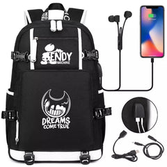 Bendy #13 USB Charging Backpack School NoteBook Laptop Travel Bags