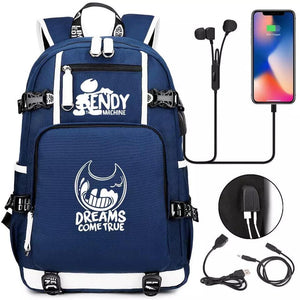 Bendy #13 USB Charging Backpack School NoteBook Laptop Travel Bags