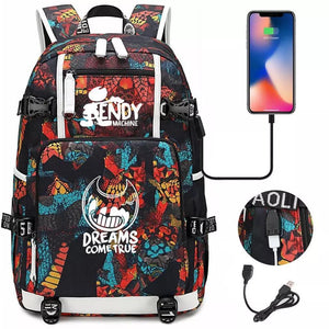 Bendy #14 USB Charging Backpack School NoteBook Laptop Travel Bags