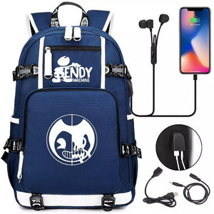 Bendy #15 USB Charging Backpack School NoteBook Laptop Travel Bags