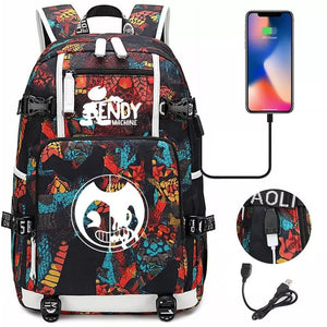 Bendy #15 USB Charging Backpack School NoteBook Laptop Travel Bags