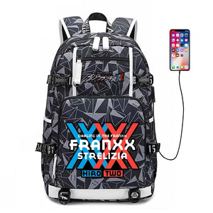 DARLING in the FRANXX Haruka Tomatsu 002 #2 USB Charging Backpack School NoteBook Laptop Travel Bags