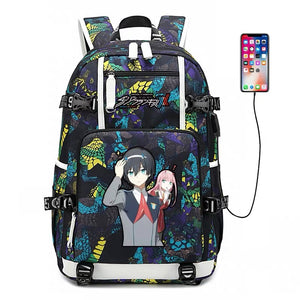 DARLING in the FRANXX Haruka Tomatsu 002 #5 USB Charging Backpack School NoteBook Laptop Travel Bags